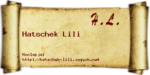 Hatschek Lili névjegykártya